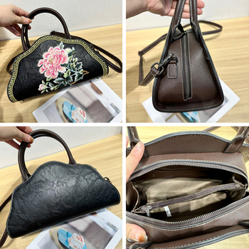 Ženska torbica s kineskim stilom izvezena, pamuk i lana, za ruku ili preko ramena, crossbody moda 2025