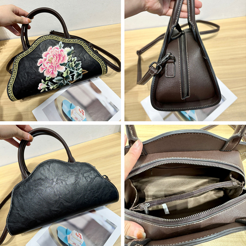 Ženska torbica s kineskim stilom izvezena, pamuk i lana, za ruku ili preko ramena, crossbody moda 2025