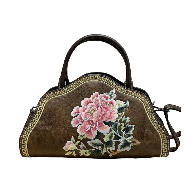 Ženska torbica s kineskim stilom izvezena, pamuk i lana, za ruku ili preko ramena, crossbody moda 2025