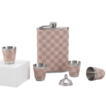 Set din oțel inoxidabil 304 cu sticlă de vin și cutie de țigarete pentru bărbați, portabil pentru exterior, mic flacon de alcool