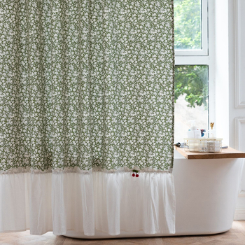 Cortină de duș textil, stil japonez-coreean pentru baie