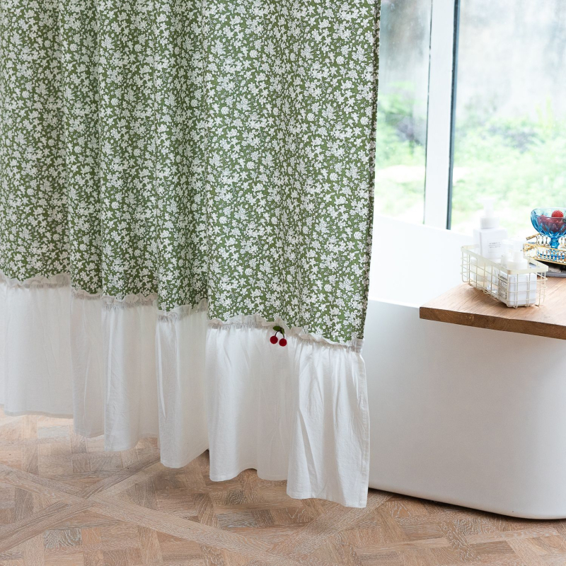 Cortină de duș textil, stil japonez-coreean pentru baie