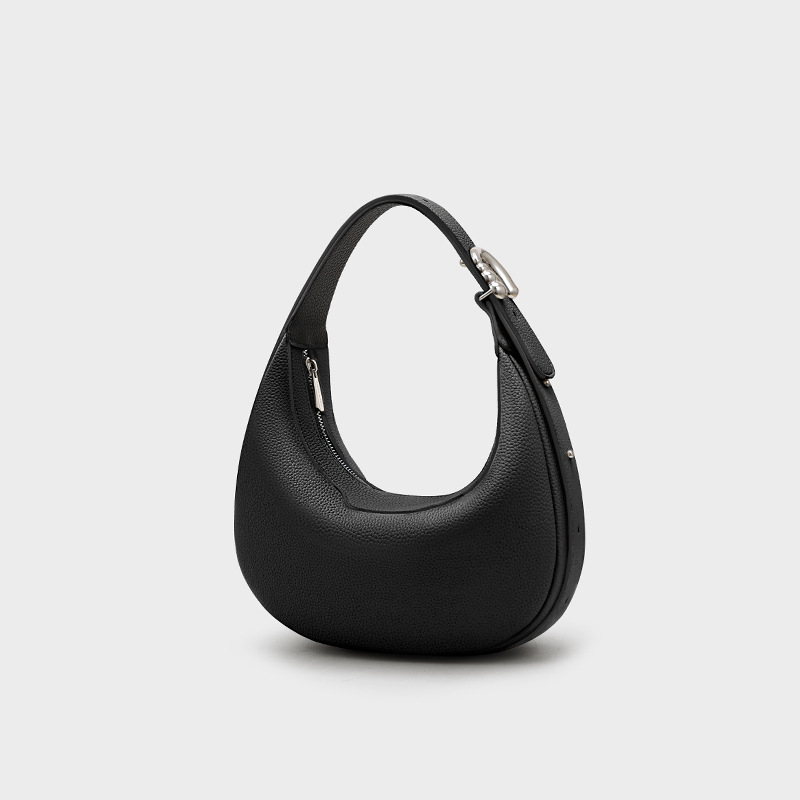Valódi bőrből készült félhold alakú oldaltáska cipzárral, városi minimalist dizájn, válltáska/crossbody, közepes méret, őszi 2025