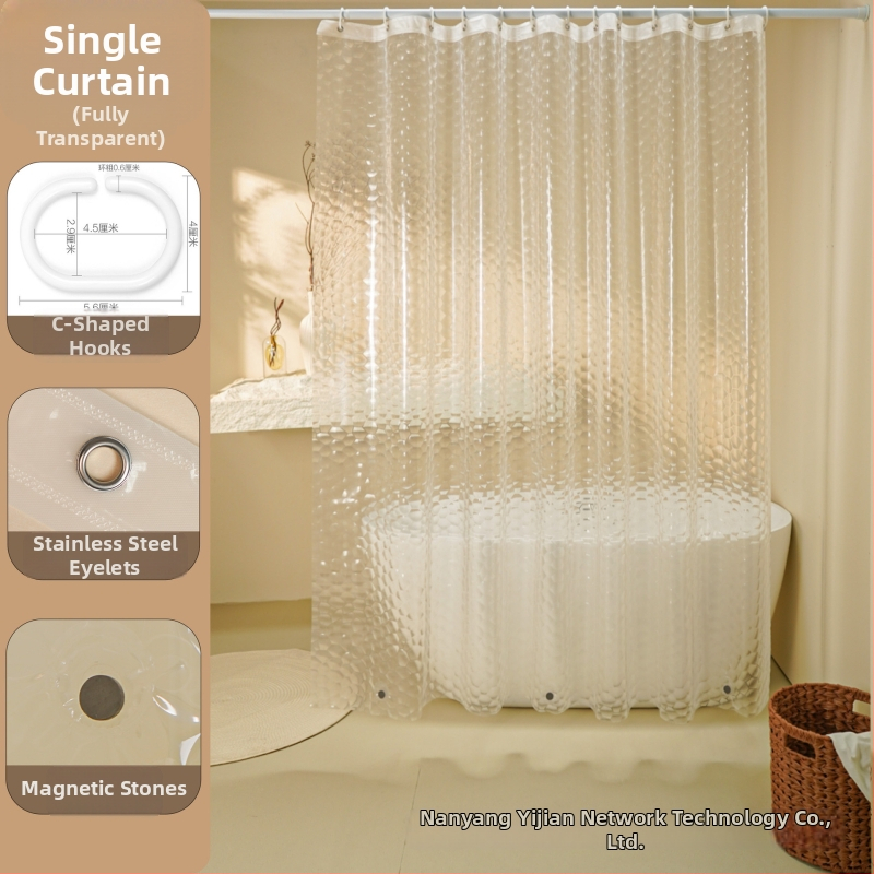 Cortină de duș EVA 110 g/m² Water Cube, despărțitor pentru baie, semi-transparentă, impermeabilă și anti mucegai