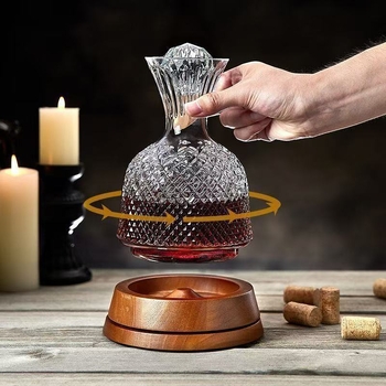 Decantor de vin din cristal, rotativ, design inspirat de giroscop, lux pentru uz casnic, 1000 ml+