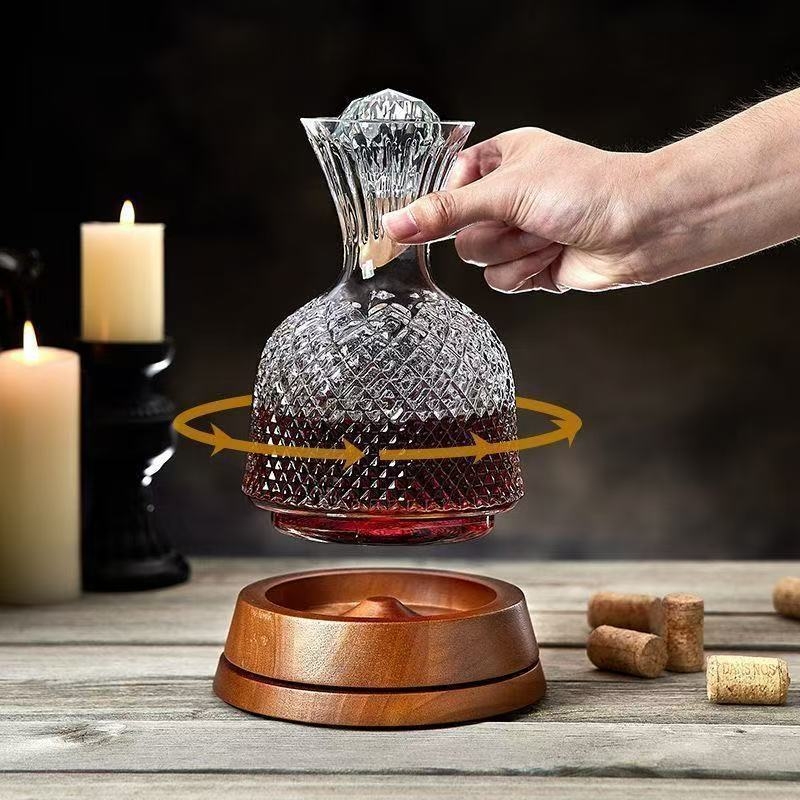 Decantor de vin din cristal, rotativ, design inspirat de giroscop, lux pentru uz casnic, 1000 ml+