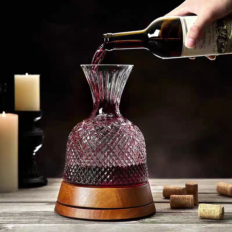 Decantor de vin din cristal, rotativ, design inspirat de giroscop, lux pentru uz casnic, 1000 ml+