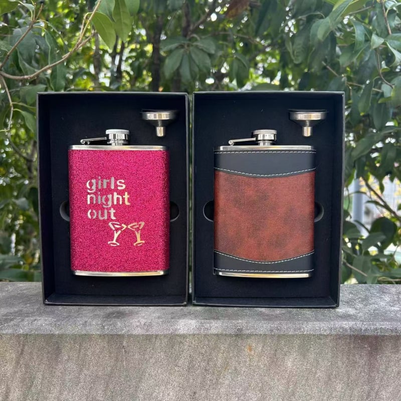 Flacon din oțel inoxidabil, 8 oz, sclipitor în stil vintage, lux portabil