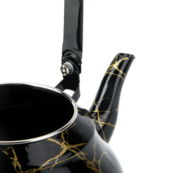 Ceainic emailat cu model marmorat în formă de pară, vas ceramic pentru uz casnic și camping