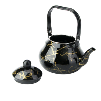 Ceainic emailat cu model marmorat în formă de pară, vas ceramic pentru uz casnic și camping