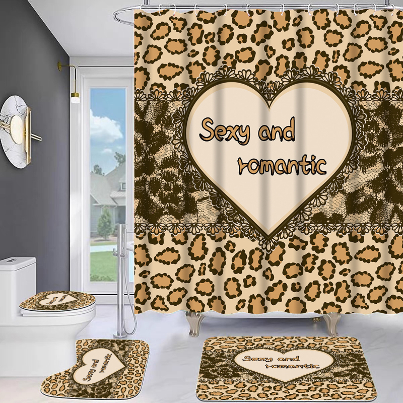 Draperie de baie cu imprimeu leopard, perdea de duș impermeabilă din poliester, perdea pentru bucătărie și dormitor