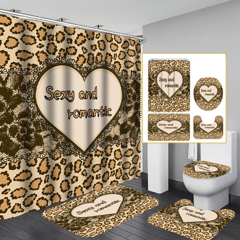 Draperie de baie cu imprimeu leopard, perdea de duș impermeabilă din poliester, perdea pentru bucătărie și dormitor