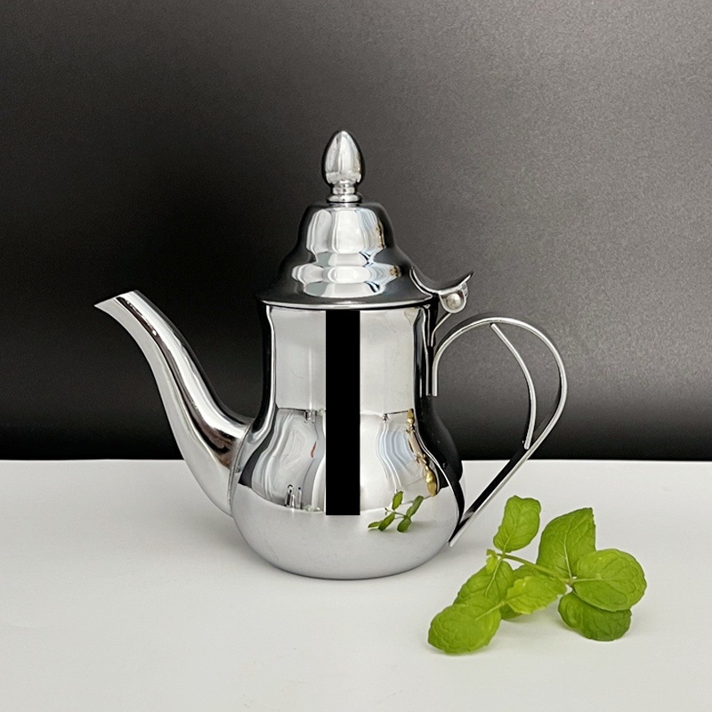 Ceainic din oțel inoxidabil pentru turnare, stil marocan clasic, grosime, 400 ml/600 ml, design boem retro, ceainic de camping