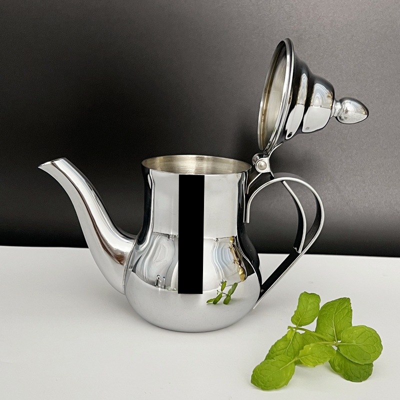 Ceainic din oțel inoxidabil pentru turnare, stil marocan clasic, grosime, 400 ml/600 ml, design boem retro, ceainic de camping