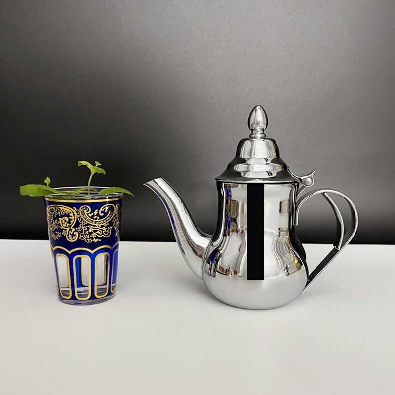 Ceainic din oțel inoxidabil pentru turnare, stil marocan clasic, grosime, 400 ml/600 ml, design boem retro, ceainic de camping