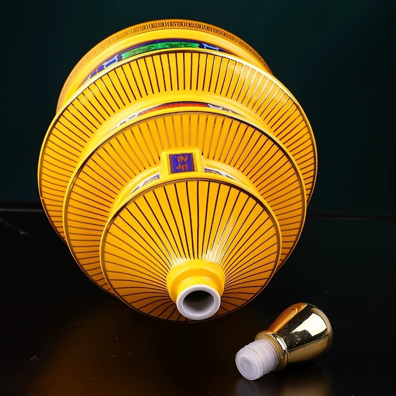 Sticlă de vin ceramică Jingdezhen, 2,5 kg, Sala Rugăciunii a Templului Cerului, sticlă de vin goală sigilată, cutie cadou în stil palat