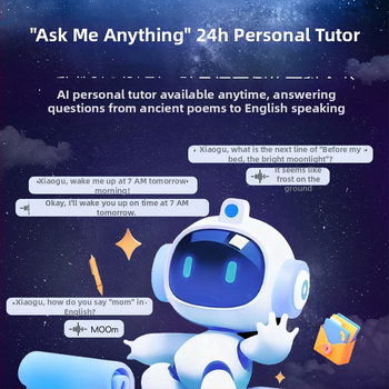 AI-ový časový spoločník robot s inteligentným hlasovým dialógom, budík, učebné zariadenie a nočná lampička