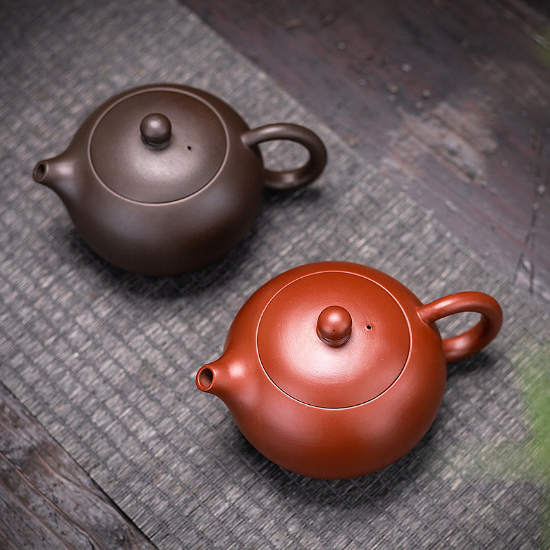 Ceainic Yixing din lut Zisha, semi-meieștrit, gravură logo, ceai Gongfu, stil chinezesc tradițional