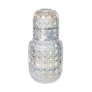 Sticlă de apă rece din sticlă, cu capacitate mare, model relief gem, finisaj gravat manual; set de pahare pentru suc și pahare pentru sake, pentru uz casnic
