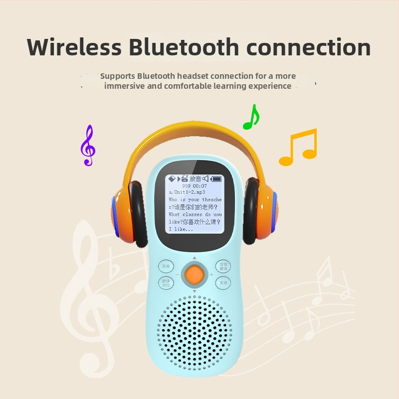 Inteligentné kompaktné Bluetooth zariadenie na počúvanie a učenie angličtiny pre študentov, 16 GB, mono zvuk, nabíjateľná batéria, 3W reproduktor, ABS telo, modrá alebo ružová