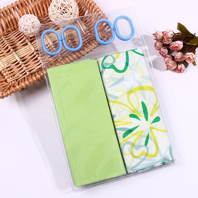 Draperie de duș PEVA, set de 2 bucăți, cu imprimeu floral și design simplu, impermeabilă cu căptușeală