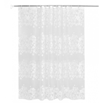 Cortină de duș impermeabilă, perdea de baie, cortină despărțitoare PEVA cu motiv floral alb, design modern minimalist