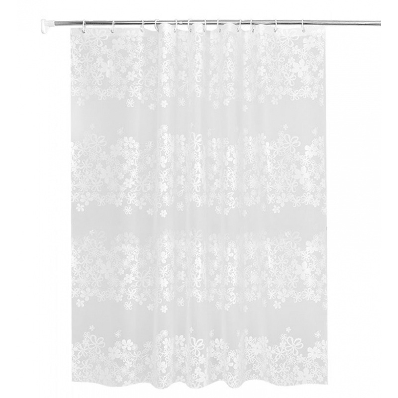 Cortină de duș impermeabilă, perdea de baie, cortină despărțitoare PEVA cu motiv floral alb, design modern minimalist