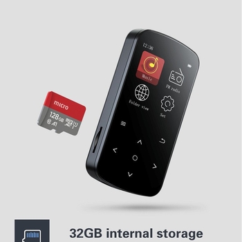 32GB hordozható MP3/MP4 lejátszó 2 hüvelykes színes kijelzővel, ultra vékony sportos stílus, ideális diákoknak, rádió, videó, Bluetooth, ébresztő és naptár