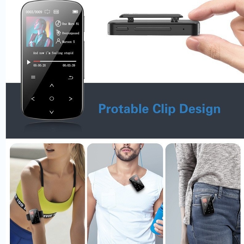 32GB hordozható MP3/MP4 lejátszó 2 hüvelykes színes kijelzővel, ultra vékony sportos stílus, ideális diákoknak, rádió, videó, Bluetooth, ébresztő és naptár