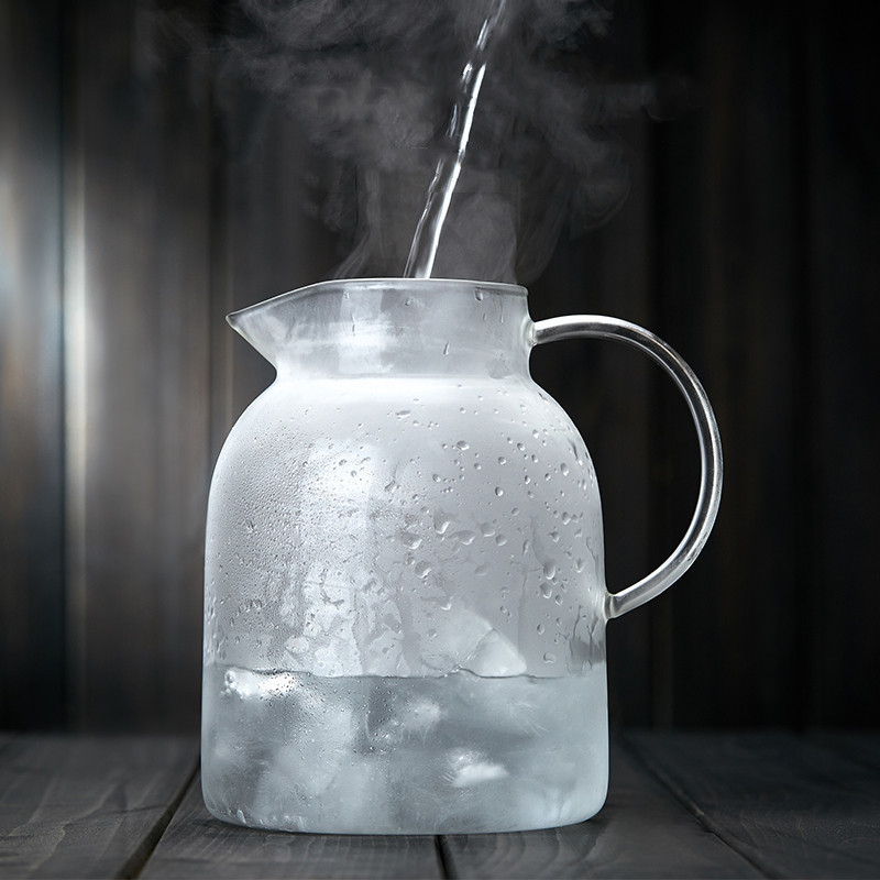 Fierbător din sticlă borosilicat pentru apă rece, utilizare casnică, încălzit pe plita ceramică electrică, mare capacitate, potrivit pentru sucuri și băuturi reci