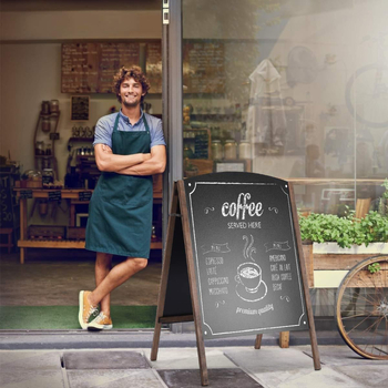 Tablă de meniu din lemn, dublă față, pentru cafenea, scrisă de mână, pliabilă