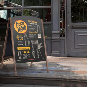 Tablă de meniu din lemn, dublă față, pentru cafenea, scrisă de mână, pliabilă