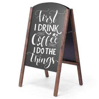 Tablă de meniu din lemn, dublă față, pentru cafenea, scrisă de mână, pliabilă