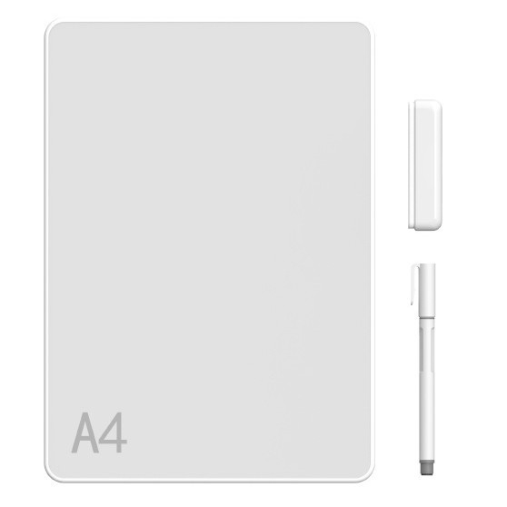 Tablă magnetică albă A4/A5 — parțial ștergibilă, fără ramă, tablă de mesaje cu text negru pe fond alb