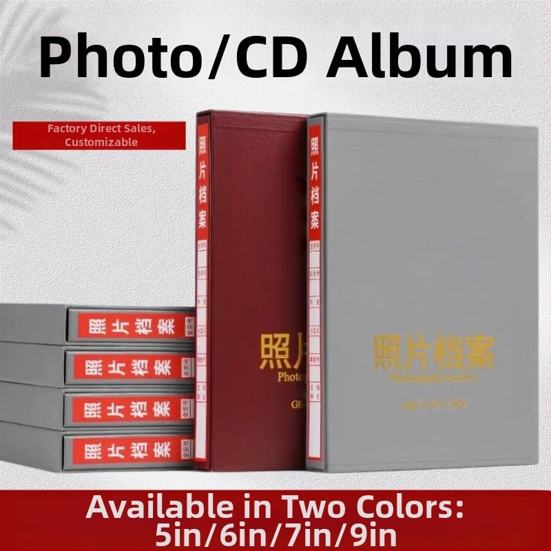 Sivý fotoarchívny album pre veľkosti 5, 6, 7 a 9 palcov – inžinierska skrinka na CD, národný štandard