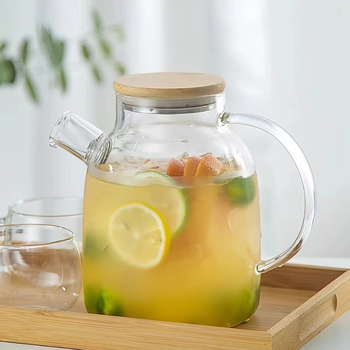 Sticlă de apă rece din borosilicat, capac mare, cu infuzor de ceai și fructe, stil japonez, textură de ciocan
