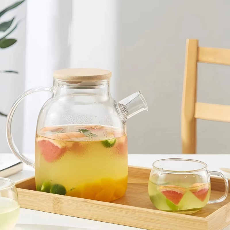 Sticlă de apă rece din borosilicat, capac mare, cu infuzor de ceai și fructe, stil japonez, textură de ciocan