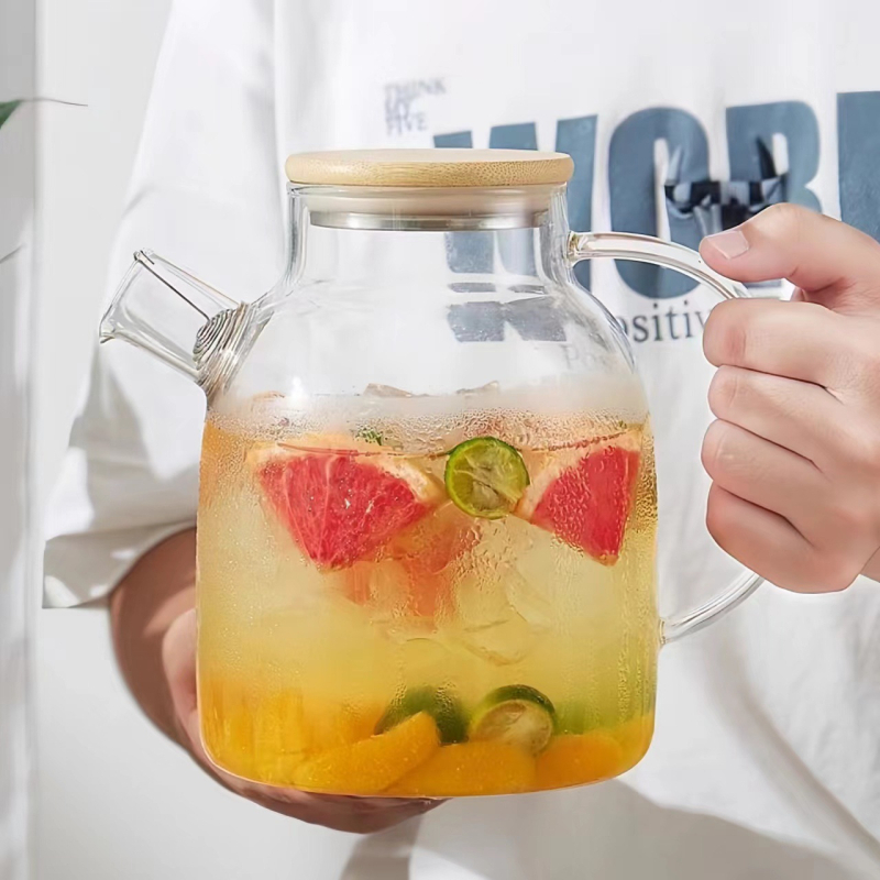 Sticlă de apă rece din borosilicat, capac mare, cu infuzor de ceai și fructe, stil japonez, textură de ciocan