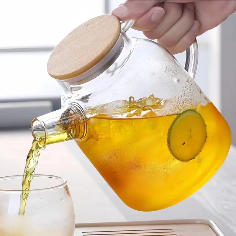 Sticlă de apă rece din borosilicat, capac mare, cu infuzor de ceai și fructe, stil japonez, textură de ciocan