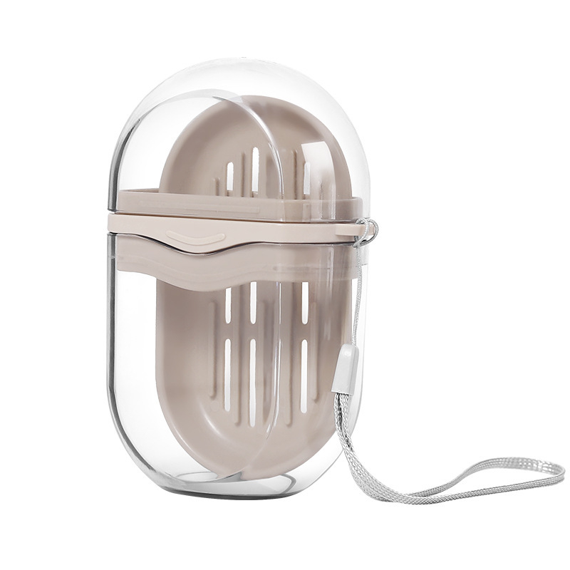 Cutie portabilă pentru săpun, cu design ușor luxos, pentru călătorii, cu capac și drenaj, spațiu compact de stocare a săpunului