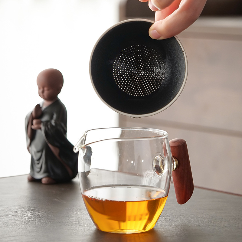 Filtru de ceai ceramic conic, cu un mic călugăr creativ, tavă pentru ceai, decor Zen, set de ceai din lut mov