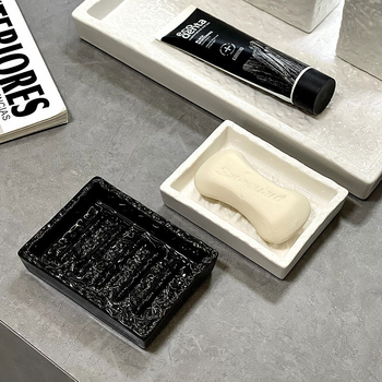 Săpunier ceramic pentru chiuvetă – suport ceramic de înaltă calitate, cu spațiu de depozitare pentru baie