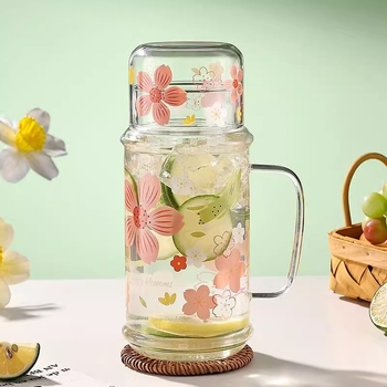 Sticlă de apă pentru o singură persoană, cu pai, din borosilicat, rezistentă la temperaturi înalte, pentru apă rece, sucuri și băuturi acasă