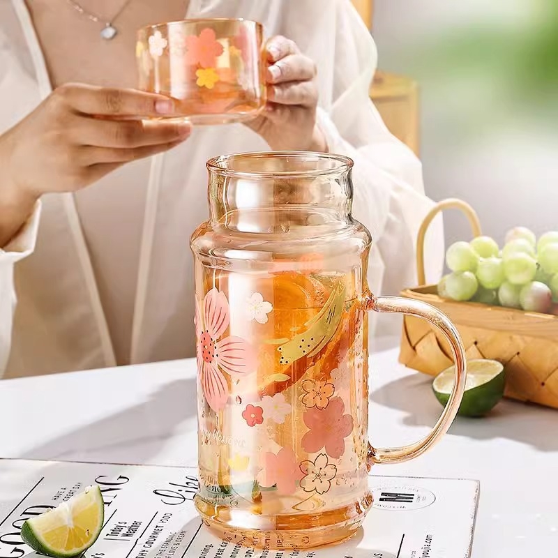Sticlă de apă pentru o singură persoană, cu pai, din borosilicat, rezistentă la temperaturi înalte, pentru apă rece, sucuri și băuturi acasă