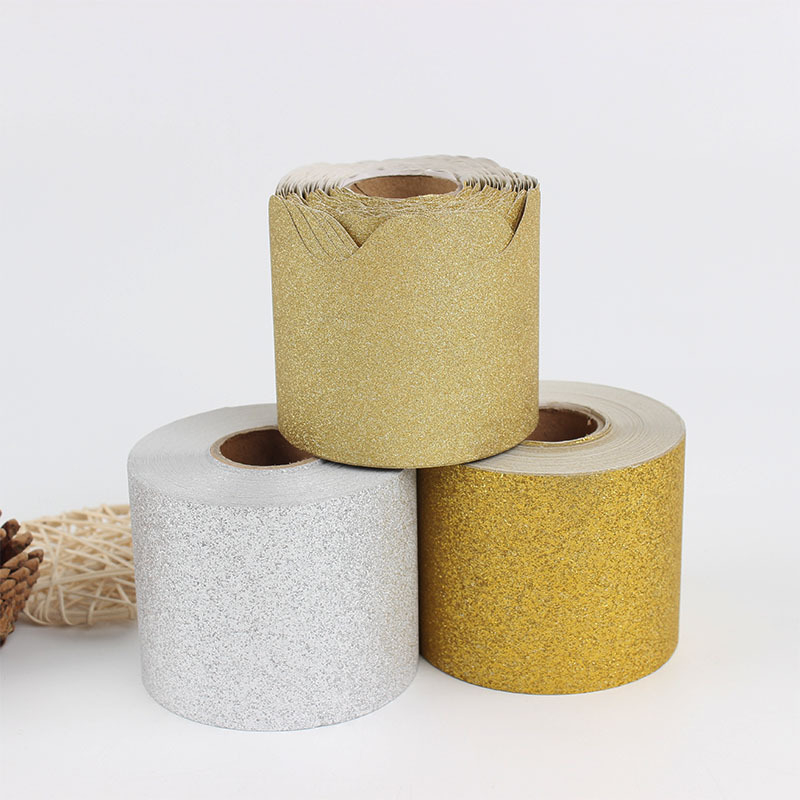 Hârtie margine cu glitter pentru panouri de anunțuri și table albe, material de afișaj, 7,5 cm x 20 m