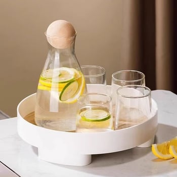 Carafă din sticlă borosilikat pentru apă rece, cu dop din bilă de lemn, stil Nordic – pentru sucuri și băuturi