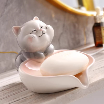 Sapunier ceramic cu suport de drenaj pentru baie și chiuvetă, fără găuri, uz casnic