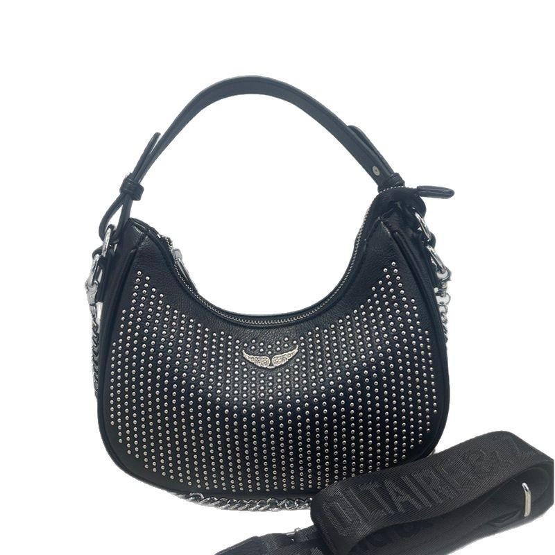 ZV Ženska torba s nitima i krilom, lančani remen za rameni ili crossbody, mala kvadratna večernja torba u obliku polumjeseca, svakodnevna i svestrana