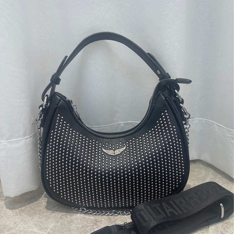 ZV Ženska torba s nitima i krilom, lančani remen za rameni ili crossbody, mala kvadratna večernja torba u obliku polumjeseca, svakodnevna i svestrana