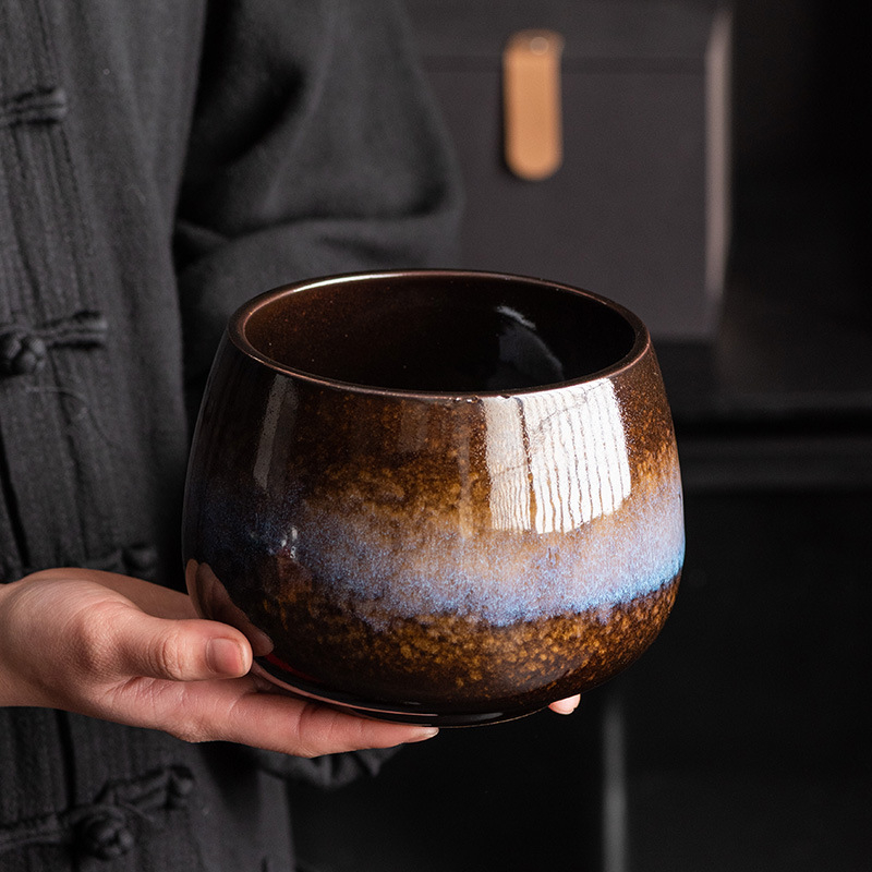 Accesorii vintage Gongfu pentru ceai: recipient pentru resturi de ceai, cană de spălare a ceaiului, depozitare pentru cești, recipient mare de apă, găleată pentru apă uzată